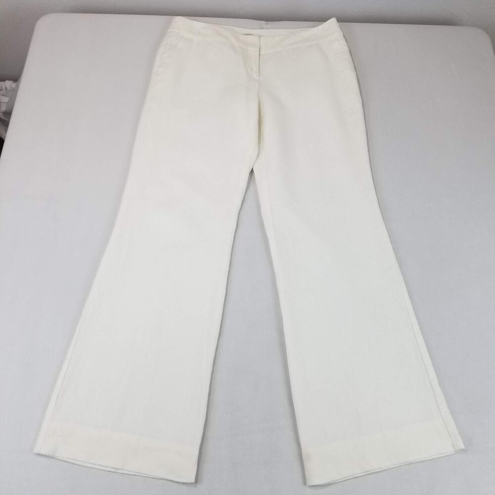 Ann Taylor LOFT Pants Womens 10 White Linen Lined Marisa Dress Pants Wide Leg